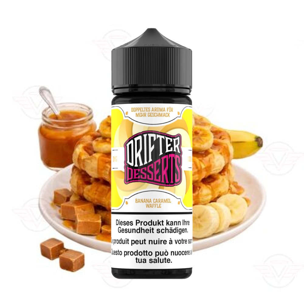 Drifter Dessert Bar Juice Shortfill 0mg 100ml – Banana Caramel Waffle, E-Liquid bei iVape Schweiz kaufen