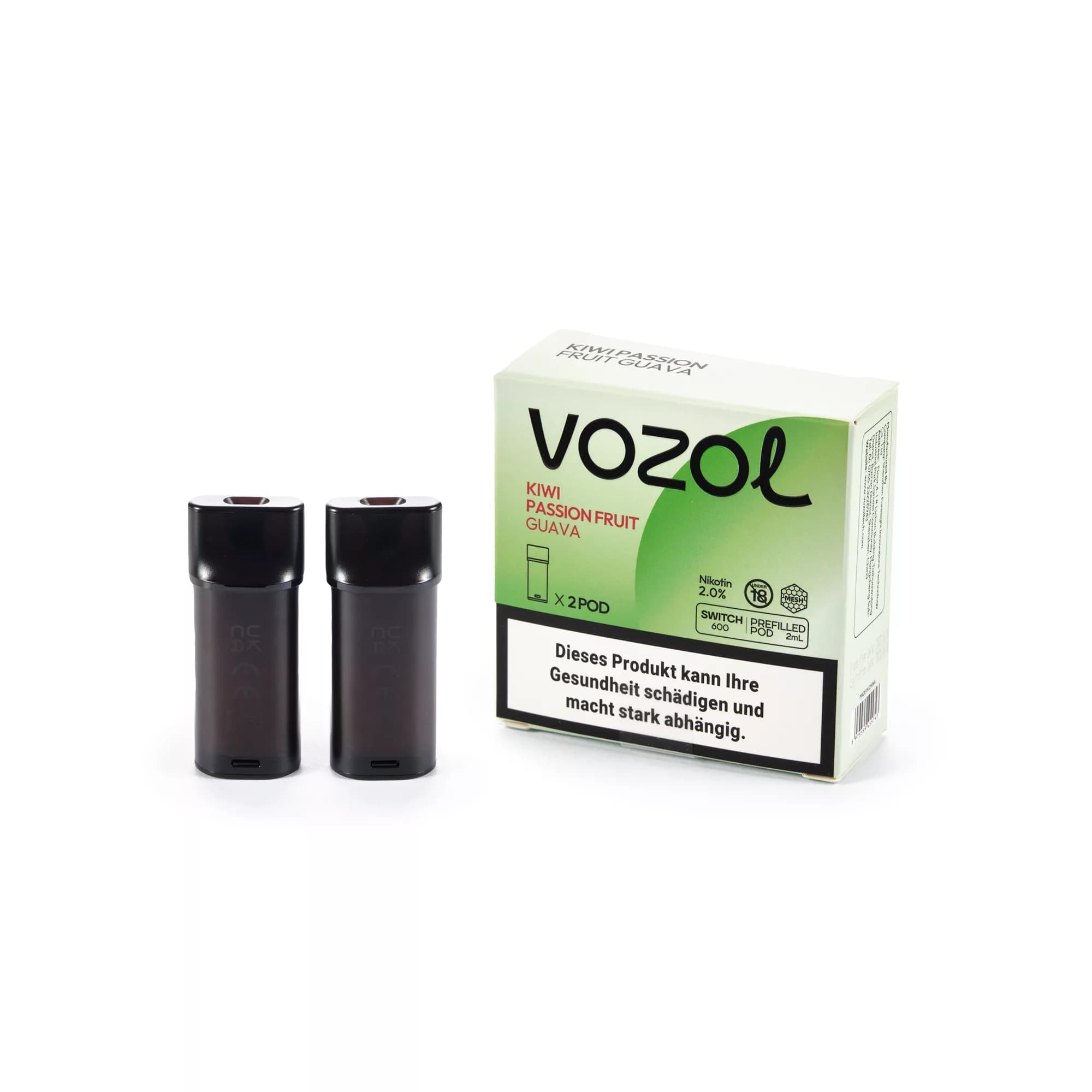 VOZOL Switch 600 Pod – 2 x Kiwi Passionfruit Guava