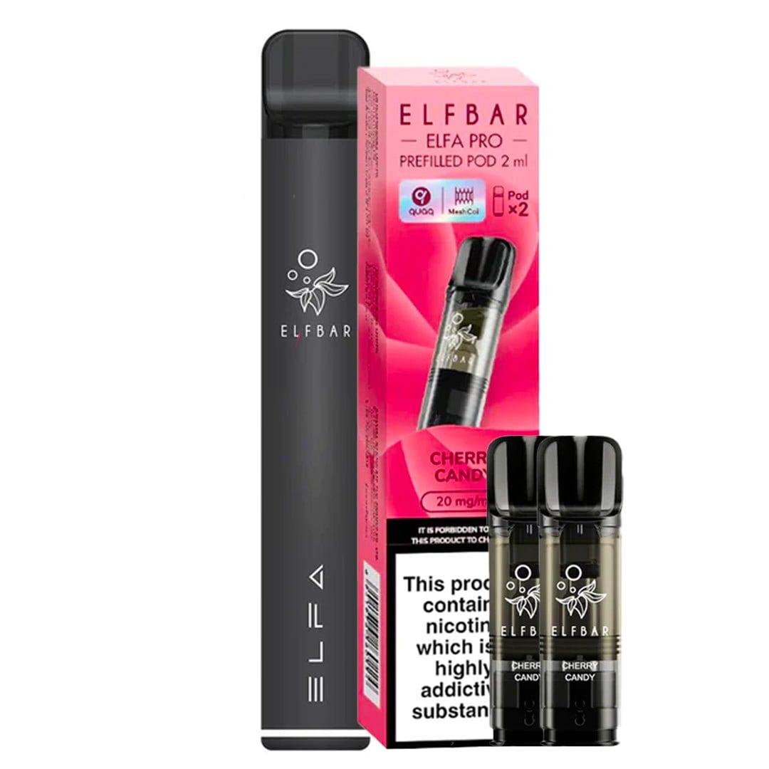 ELFBAR Elfa Pro Akkuträger in Schwarz mit zwei vorbefüllten 2-ml-Pods und Verpackung